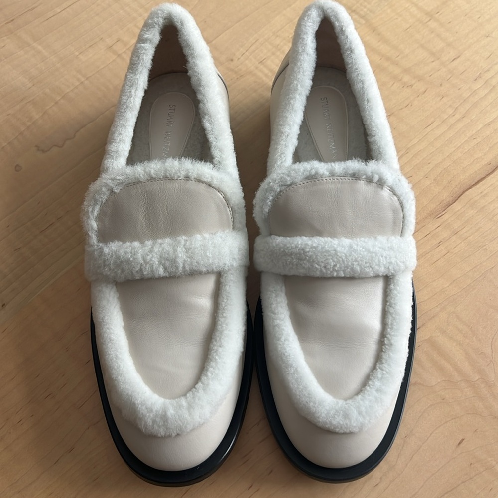 ๐ STUART WEITZMAN Palmer Chill Fur Lined Loafer Flats Shoes - Picture 3 of 9